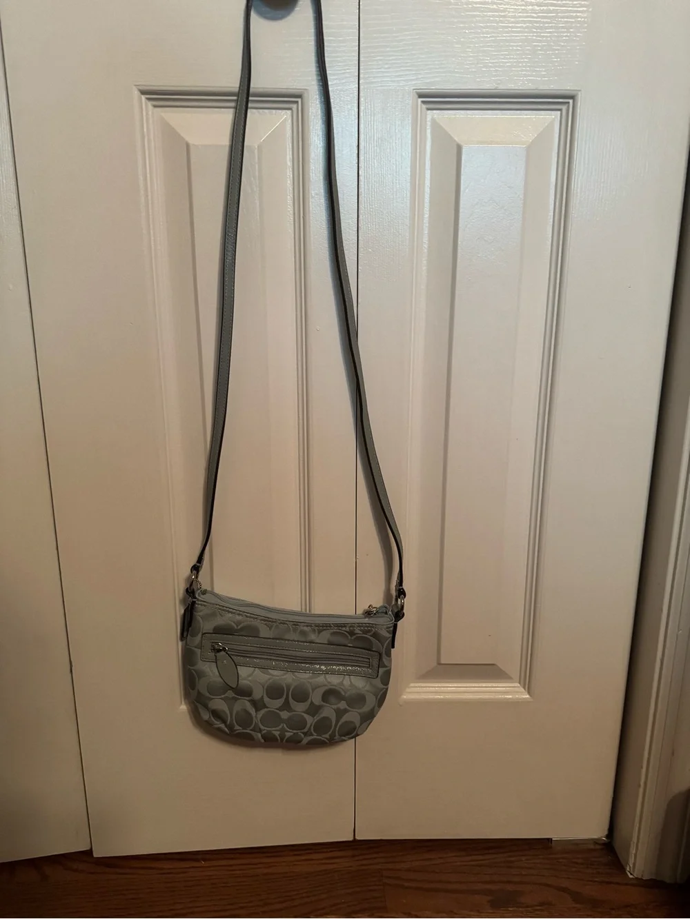 Coach Light Blue Signature Jacquard Crossbody Bag